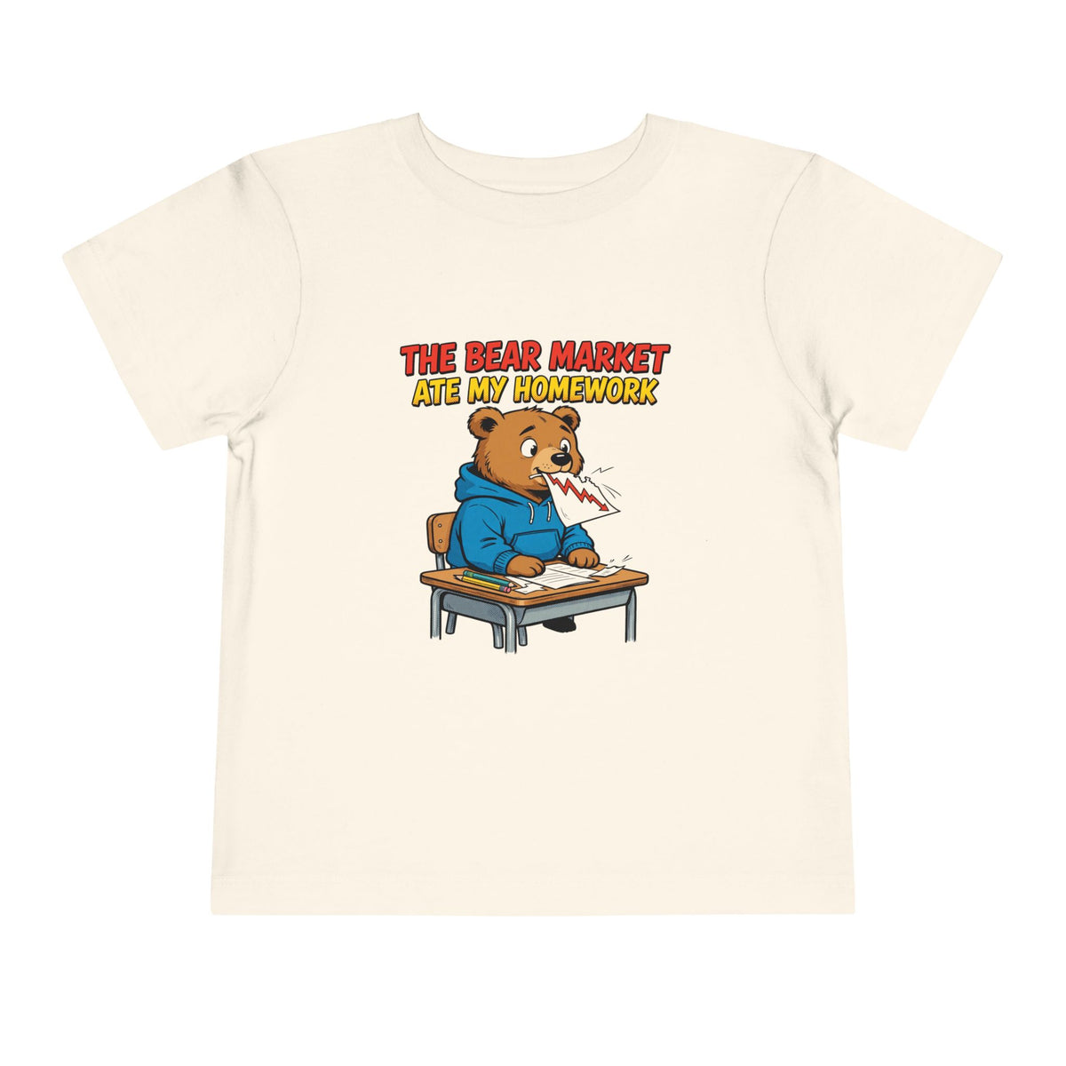 THE BEAR MARKET ATE MY HOMEWORK. Toddler Tee | Funny Finance Kids Clothing
