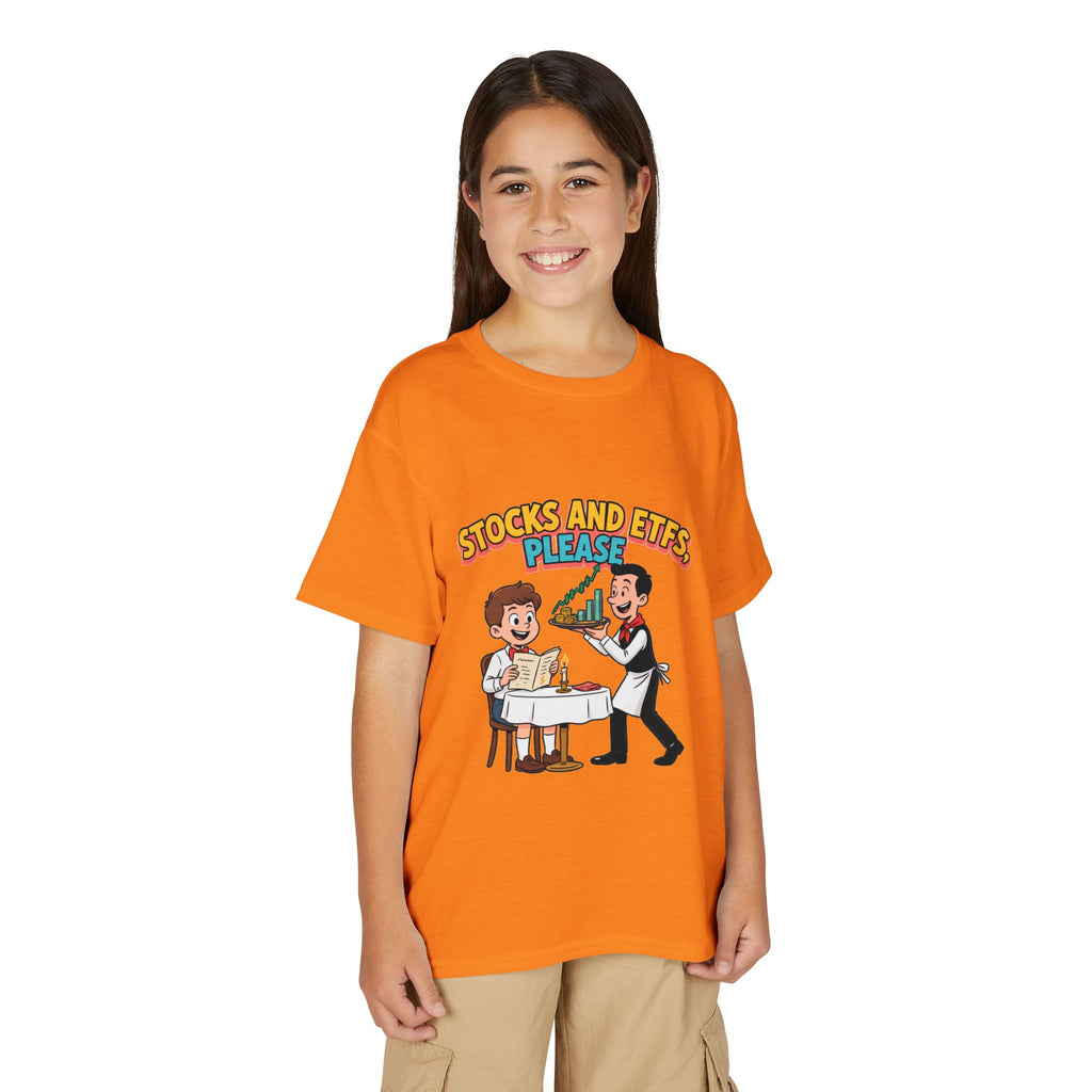 STOCKS AND ETFS, PLEASE. Boys' Youth Tee | Funny Finance Kids Clothing