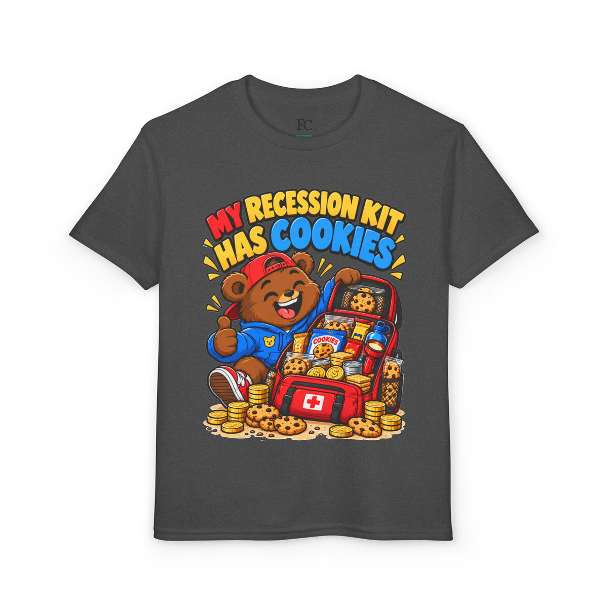 MY RECESSION KIT HAS COOKIES. Youth Tee | Funny Finance Kids Clothing