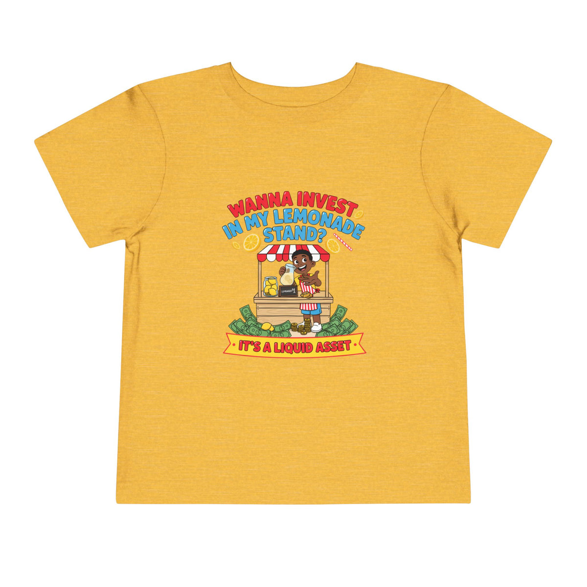 WANNA INVEST IN MY LEMONADE STAND? IT'S A LIQUID ASSET. Boys' Toddler Tee | Funny Finance Kids Clothing