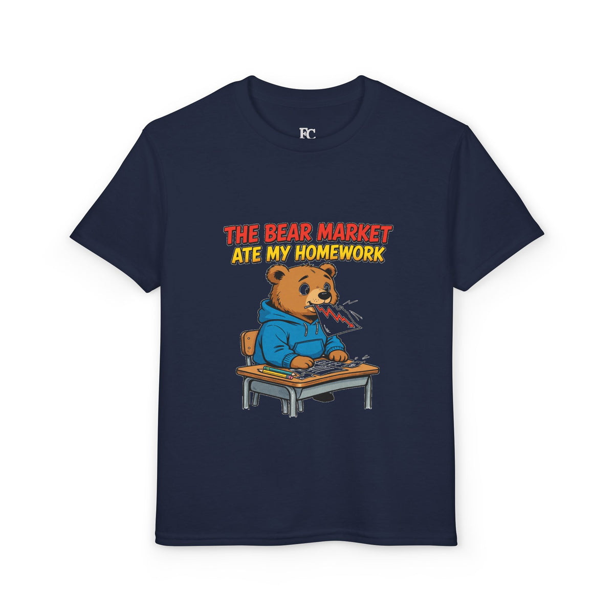 THE BEAR MARKET ATE MY HOMEWORK. Youth Tee | Funny Finance Kids Clothing