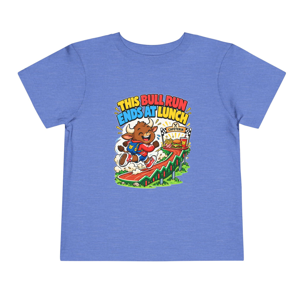 THIS BULL RUN ENDS AT LUNCH. Toddler Tee | Funny Finance Kids Clothing