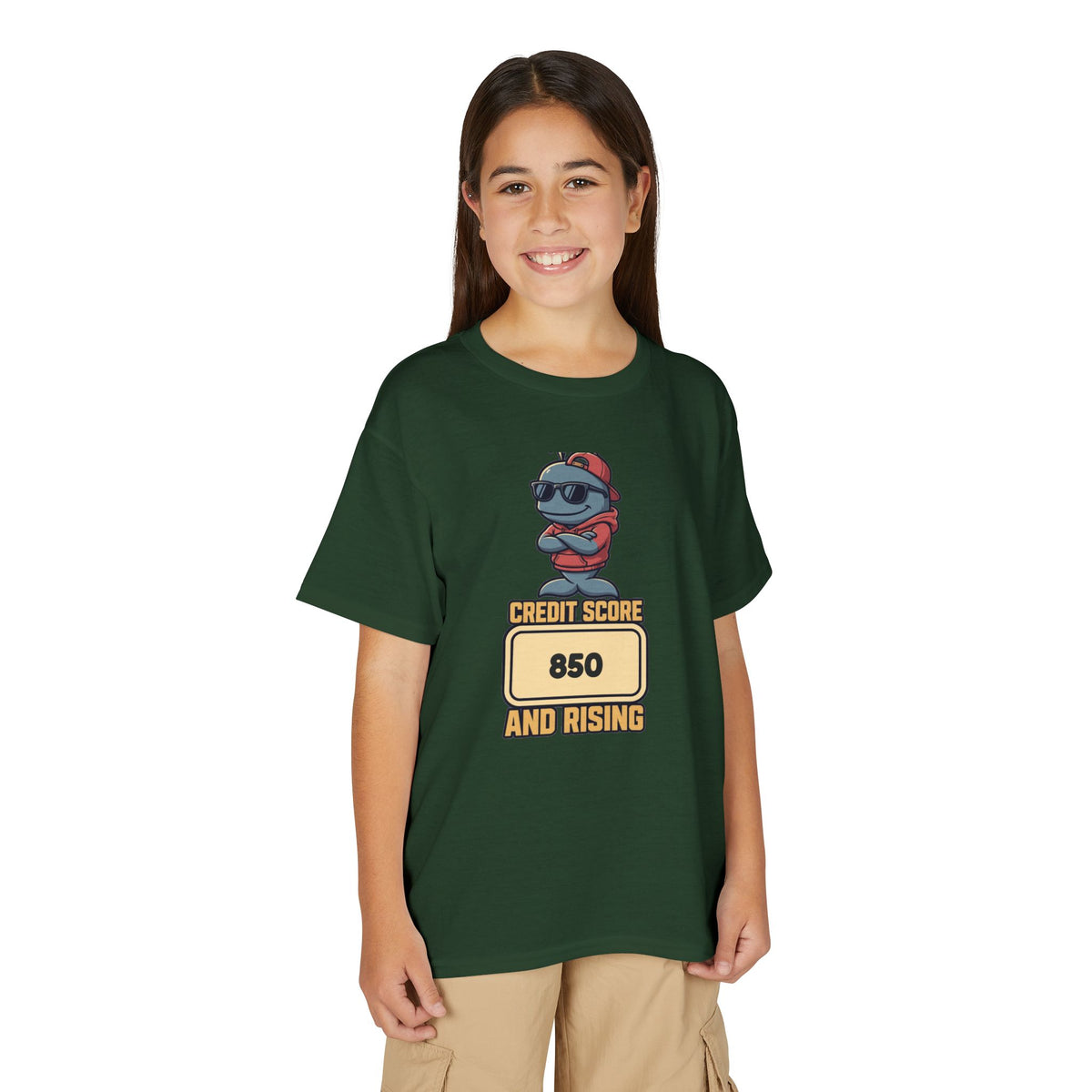 CREDIT SCORE: [SCORE] AND RISING. Youth Tee | Personalized Funny Finance Kids Shirt