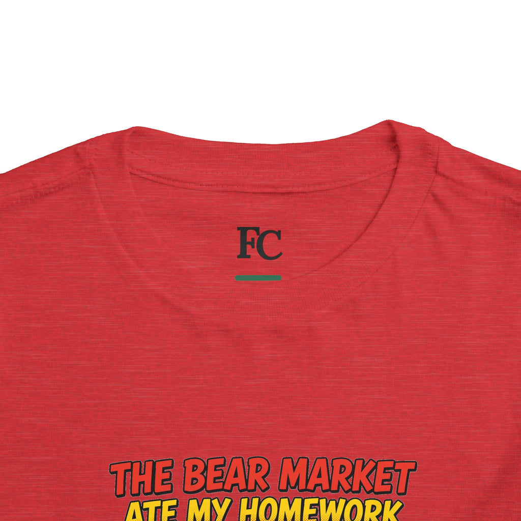 THE BEAR MARKET ATE MY HOMEWORK. Toddler Tee | Funny Finance Kids Clothing