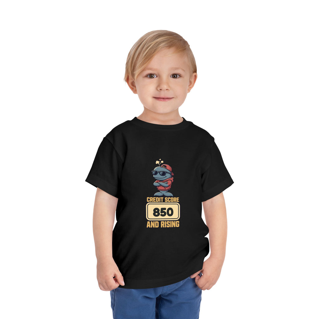CREDIT SCORE: [SCORE] AND RISING. Toddler Tee | Personalized Funny Finance Kids Shirt