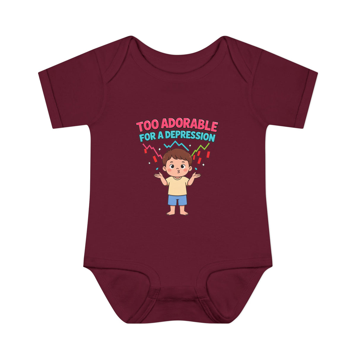 TOO ADORABLE FOR A DEPRESSION. Girls' Baby Bodysuit | Funny Finance Kids Clothing