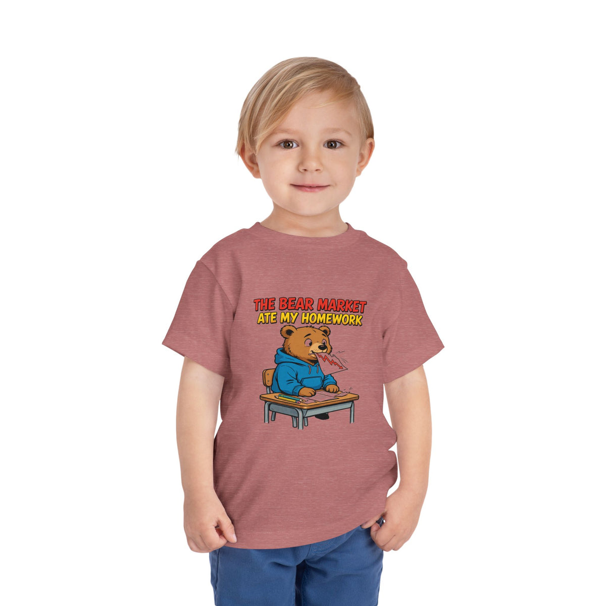 THE BEAR MARKET ATE MY HOMEWORK. Toddler Tee | Funny Finance Kids Clothing
