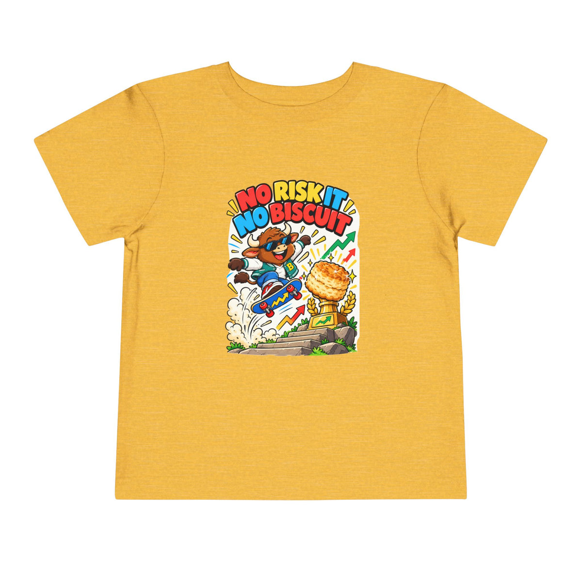 NO RISK IT NO BISCUIT. Toddler Tee | Funny Finance Kids Clothing