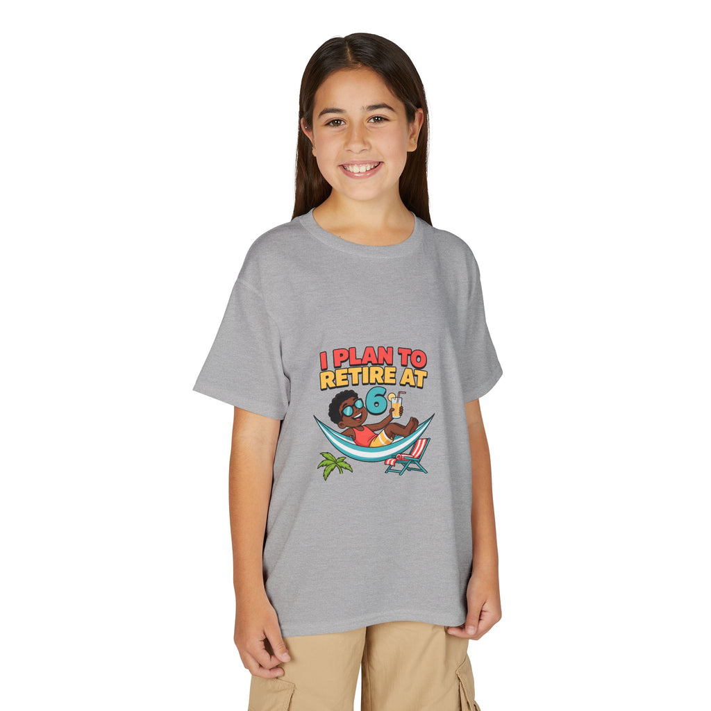 I PLAN TO RETIRE AT 6. Boys' Youth Tee | Funny Finance Kids Clothing