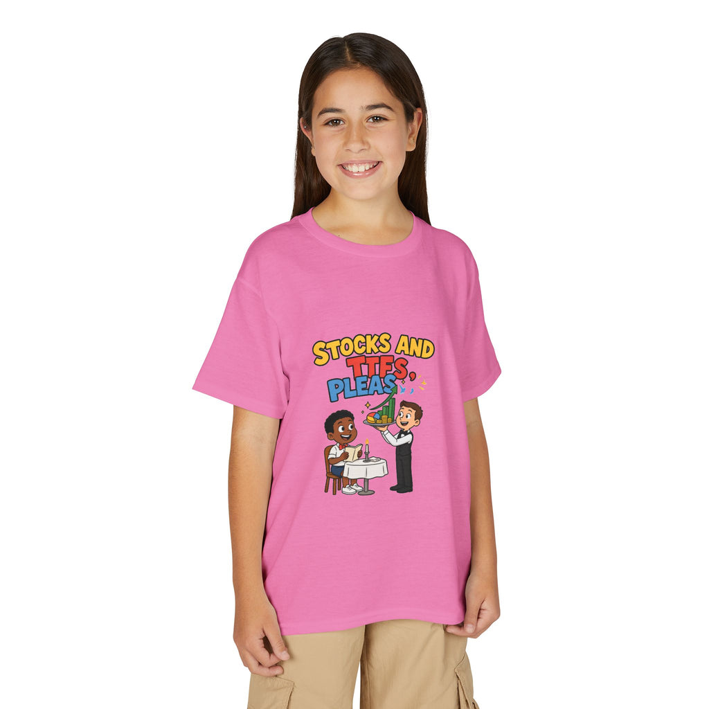 STOCKS AND ETFS, PLEASE. Boys' Youth Tee | Funny Finance Kids Clothing