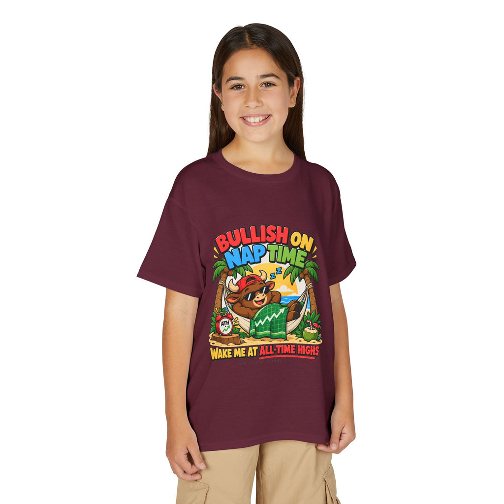 BULL NAP TIME. Youth Tee | Funny Finance Kids Clothing