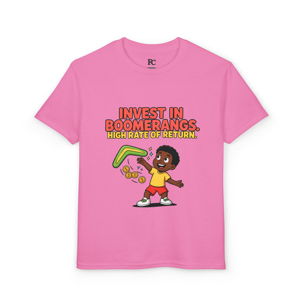 INVEST IN BOOMERANGS. HIGH RATE OF RETURN. Boys' Youth Tee | Funny Finance Kids Clothing
