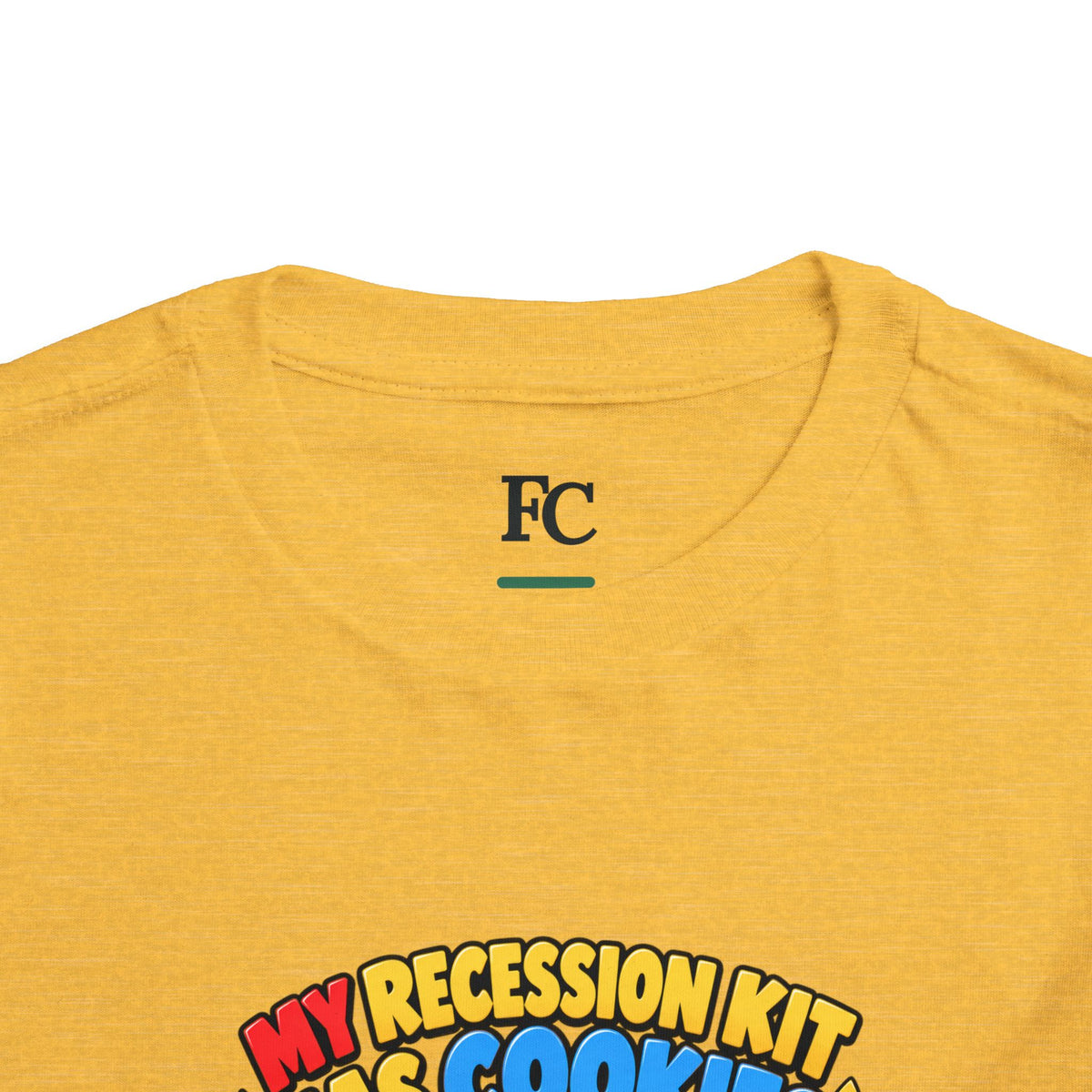 MY RECESSION KIT HAS COOKIES. Toddler Tee | Funny Finance Kids Clothing