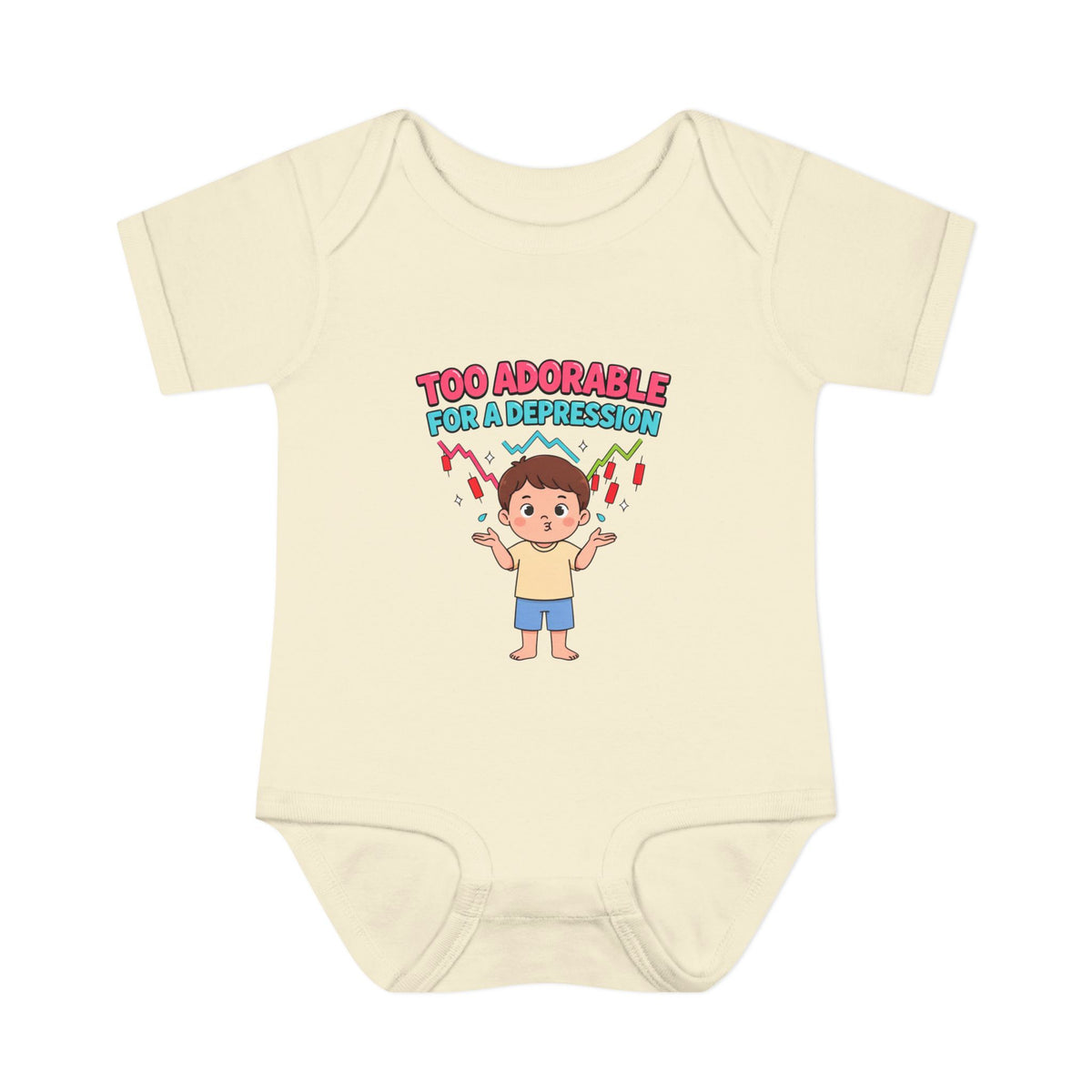 TOO ADORABLE FOR A DEPRESSION. Girls' Baby Bodysuit | Funny Finance Kids Clothing