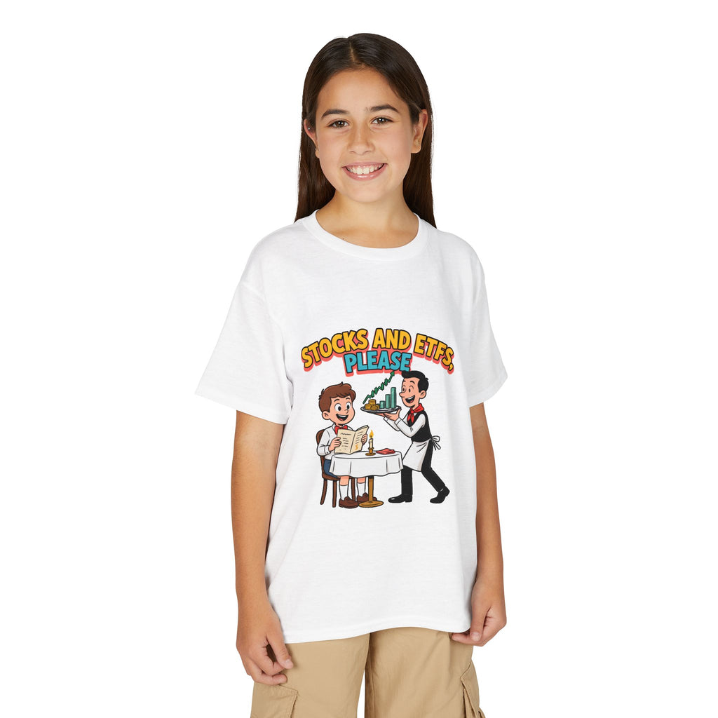 STOCKS AND ETFS, PLEASE. Boys' Youth Tee | Funny Finance Kids Clothing