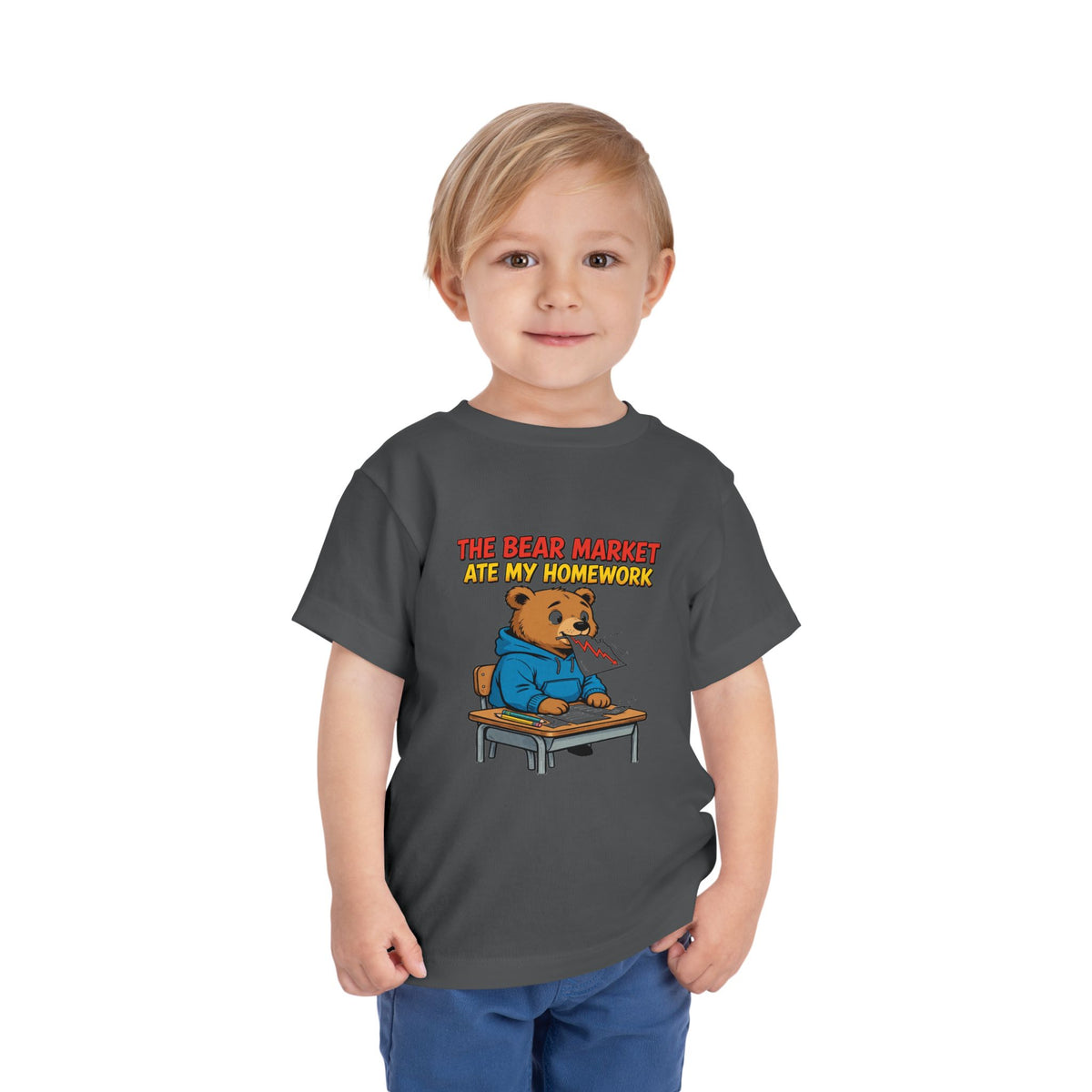 THE BEAR MARKET ATE MY HOMEWORK. Toddler Tee | Funny Finance Kids Clothing
