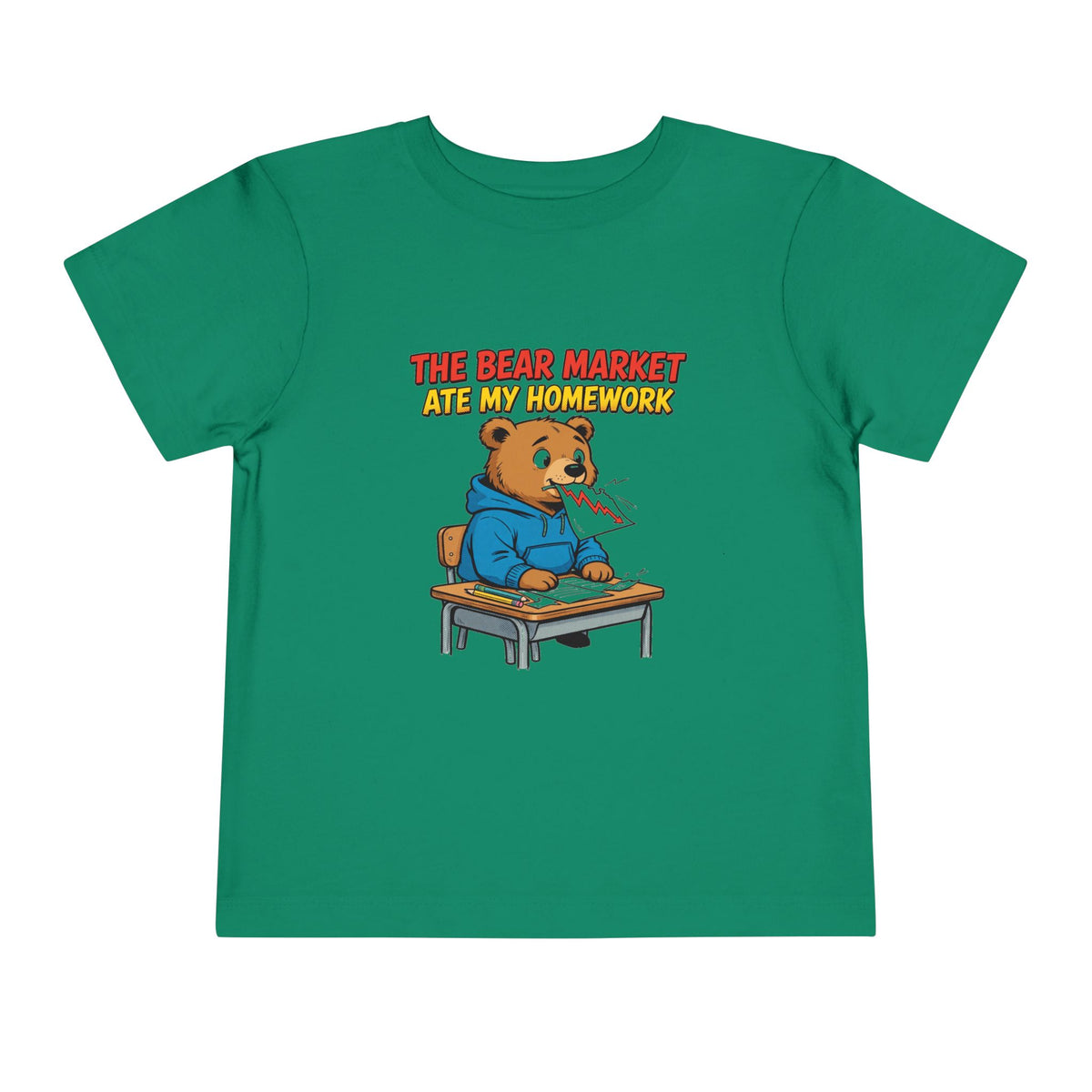 THE BEAR MARKET ATE MY HOMEWORK. Toddler Tee | Funny Finance Kids Clothing