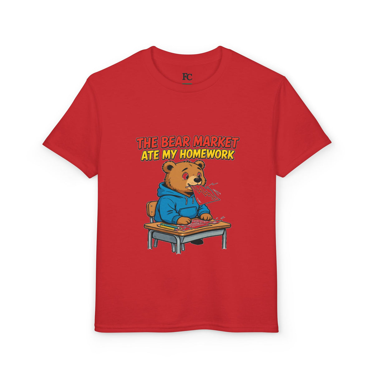 THE BEAR MARKET ATE MY HOMEWORK. Youth Tee | Funny Finance Kids Clothing
