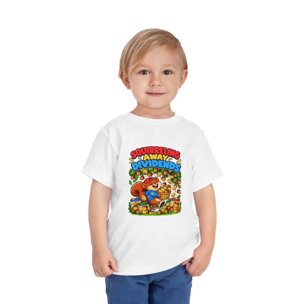 SQUIRRELING AWAY DIVIDENDS. Toddler Tee | Funny Finance Kids Clothing