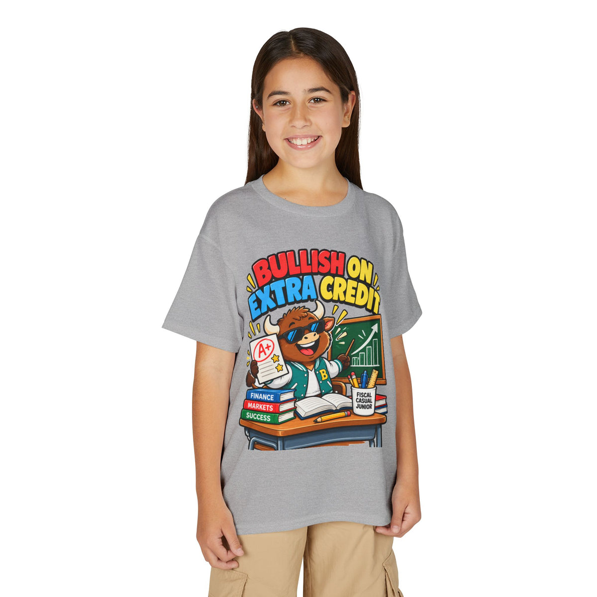 BULLISH ON EXTRA CREDIT. Youth Tee | Funny Finance Kids Clothing