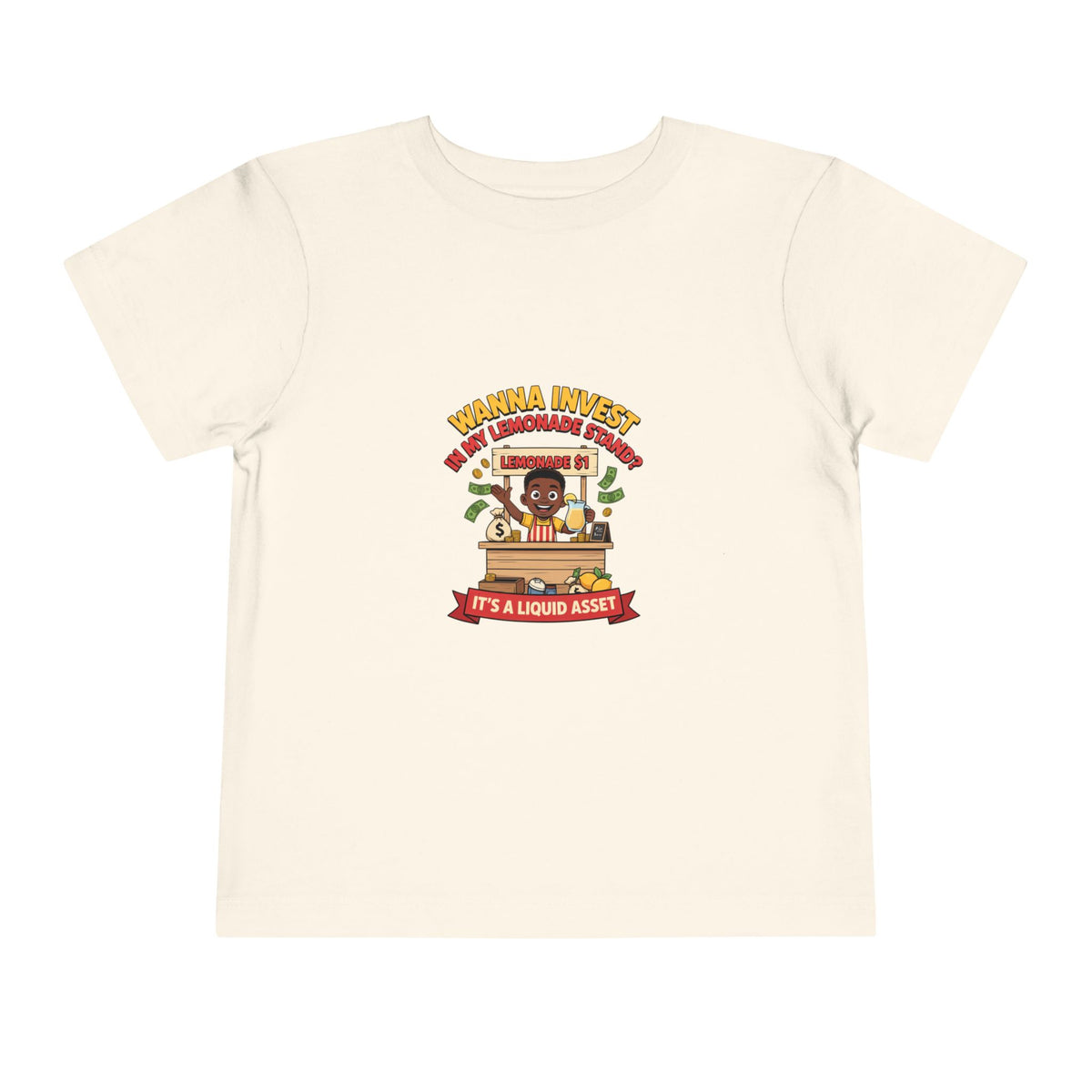 WANNA INVEST IN MY LEMONADE STAND? IT'S A LIQUID ASSET. Boys' Toddler Tee | Funny Finance Kids Clothing