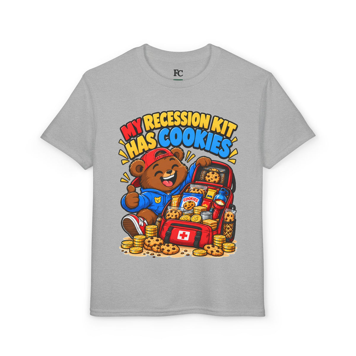 MY RECESSION KIT HAS COOKIES. Youth Tee | Funny Finance Kids Clothing