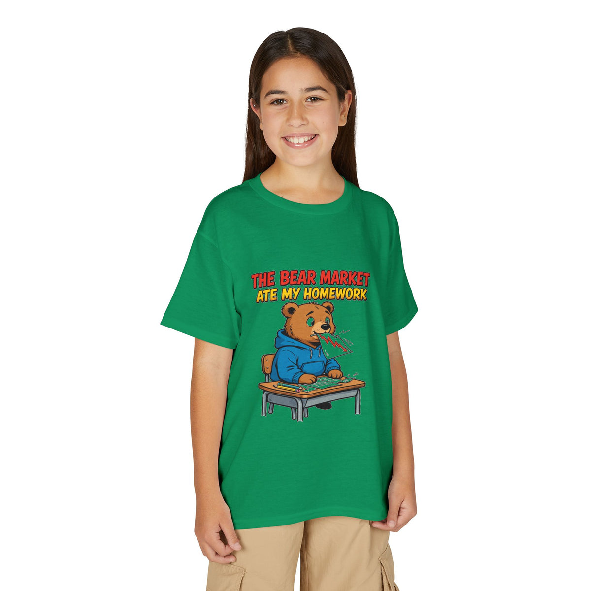 THE BEAR MARKET ATE MY HOMEWORK. Youth Tee | Funny Finance Kids Clothing