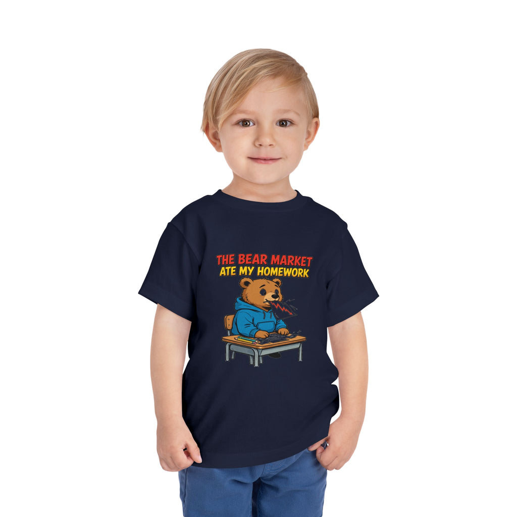 THE BEAR MARKET ATE MY HOMEWORK. Toddler Tee | Funny Finance Kids Clothing