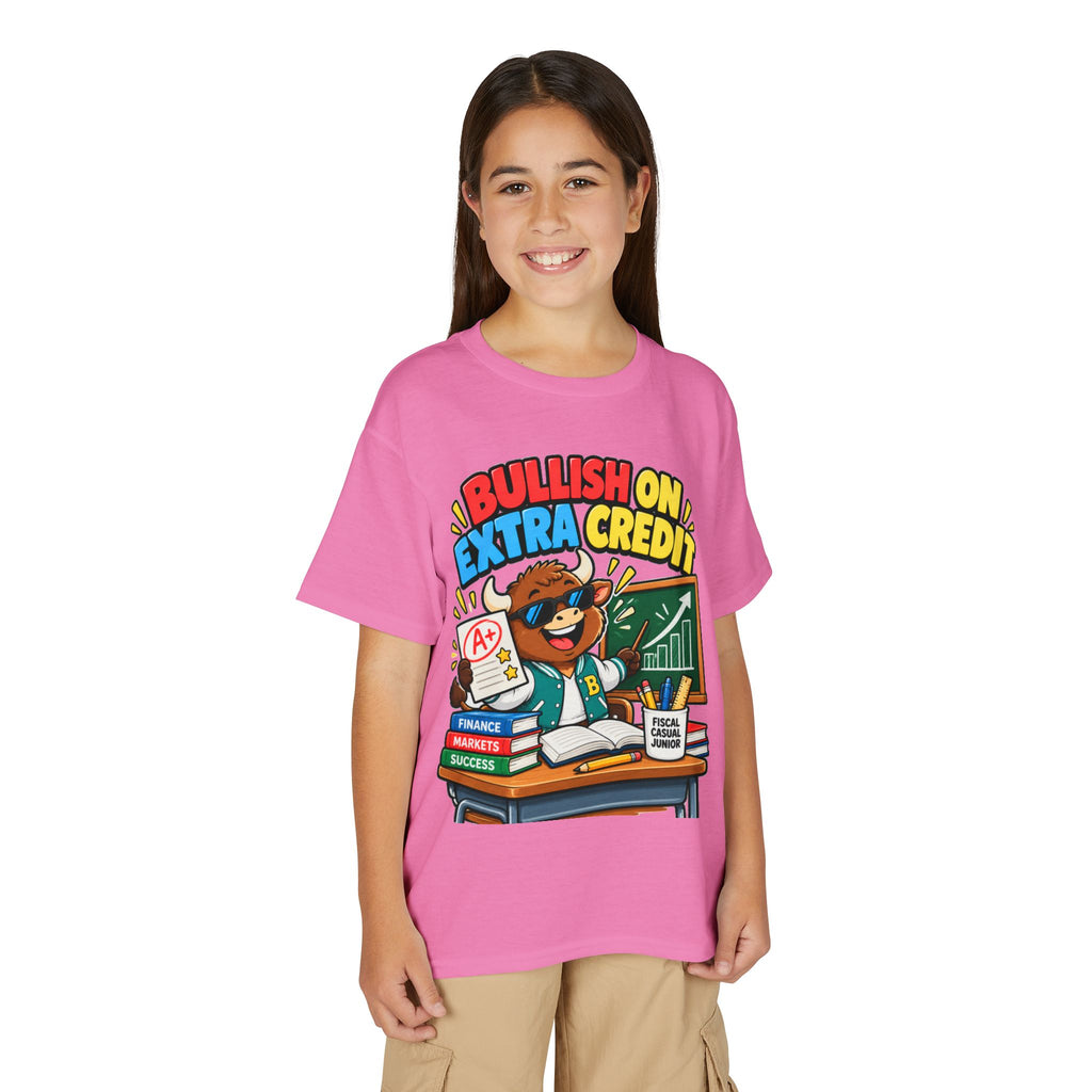 BULLISH ON EXTRA CREDIT. Youth Tee | Funny Finance Kids Clothing