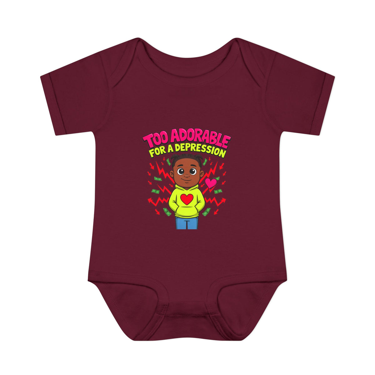 TOO ADORABLE FOR A DEPRESSION. Boys' Baby Bodysuit | Funny Finance Kids Clothing