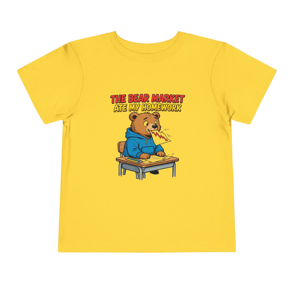 THE BEAR MARKET ATE MY HOMEWORK. Toddler Tee | Funny Finance Kids Clothing