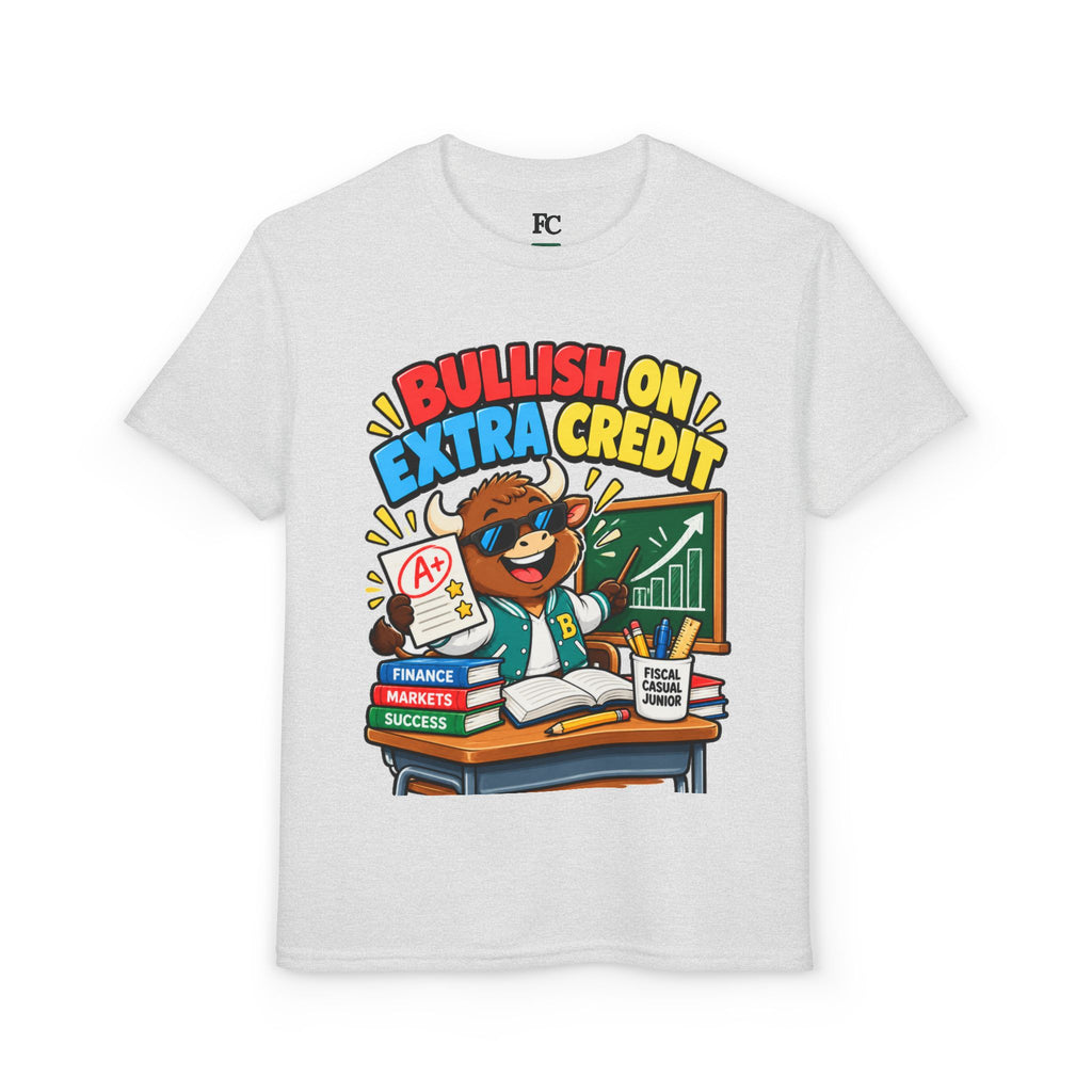 BULLISH ON EXTRA CREDIT. Youth Tee | Funny Finance Kids Clothing
