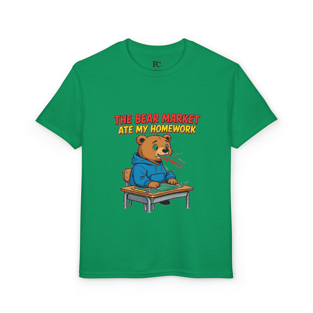 THE BEAR MARKET ATE MY HOMEWORK. Youth Tee | Funny Finance Kids Clothing