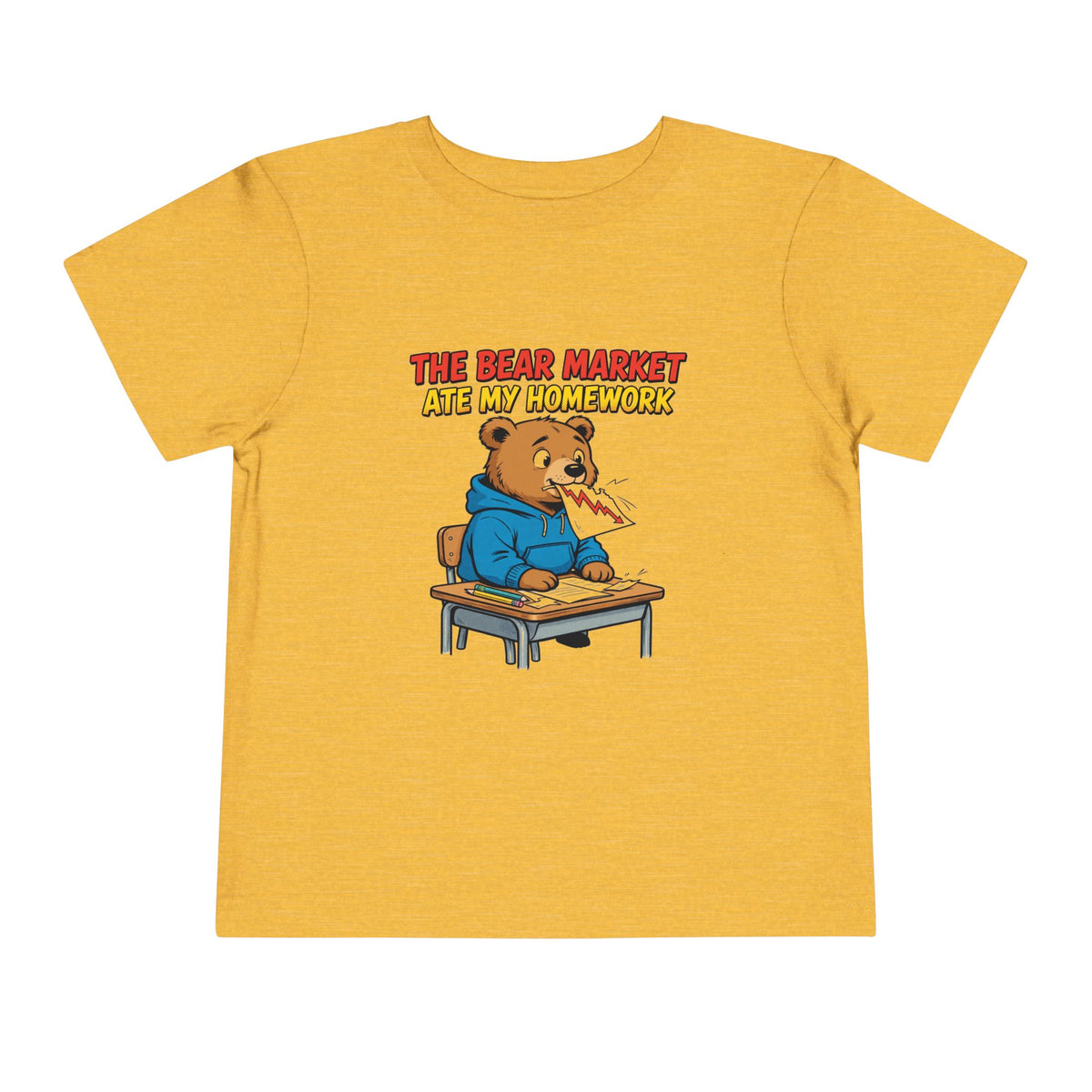 THE BEAR MARKET ATE MY HOMEWORK. Toddler Tee | Funny Finance Kids Clothing