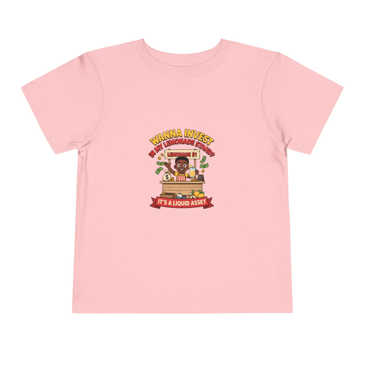 WANNA INVEST IN MY LEMONADE STAND? IT'S A LIQUID ASSET. Boys' Toddler Tee | Funny Finance Kids Clothing