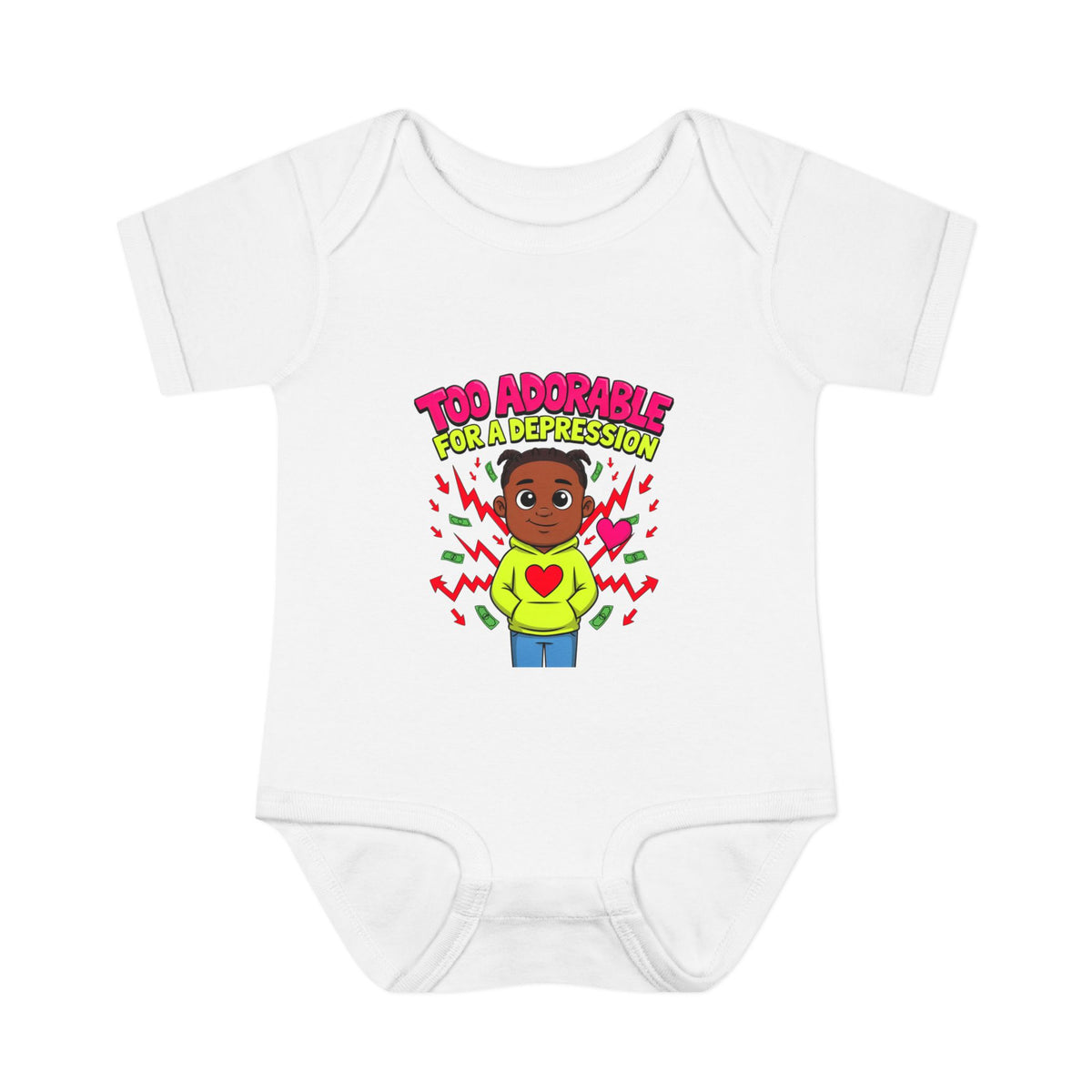 TOO ADORABLE FOR A DEPRESSION. Boys' Baby Bodysuit | Funny Finance Kids Clothing