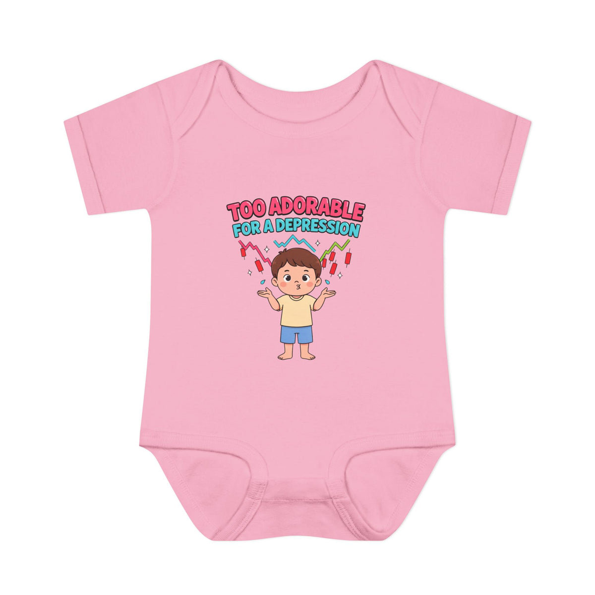 TOO ADORABLE FOR A DEPRESSION. Girls' Baby Bodysuit | Funny Finance Kids Clothing