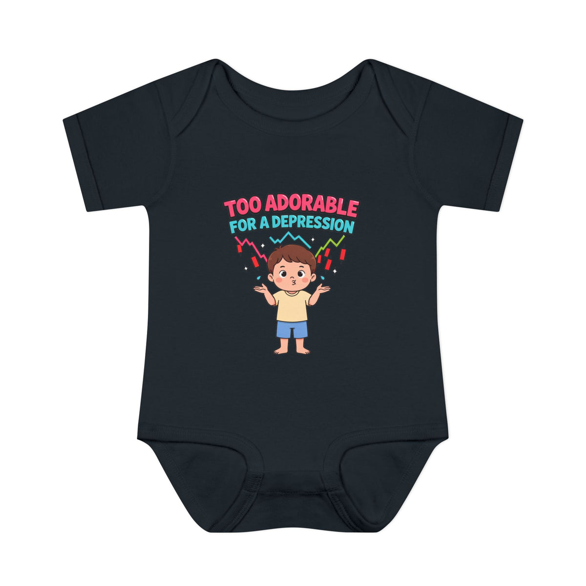 TOO ADORABLE FOR A DEPRESSION. Girls' Baby Bodysuit | Funny Finance Kids Clothing