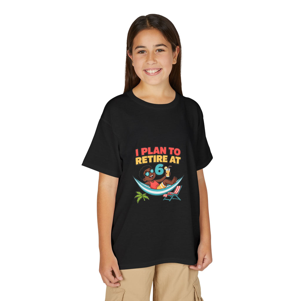 I PLAN TO RETIRE AT 6. Boys' Youth Tee | Funny Finance Kids Clothing