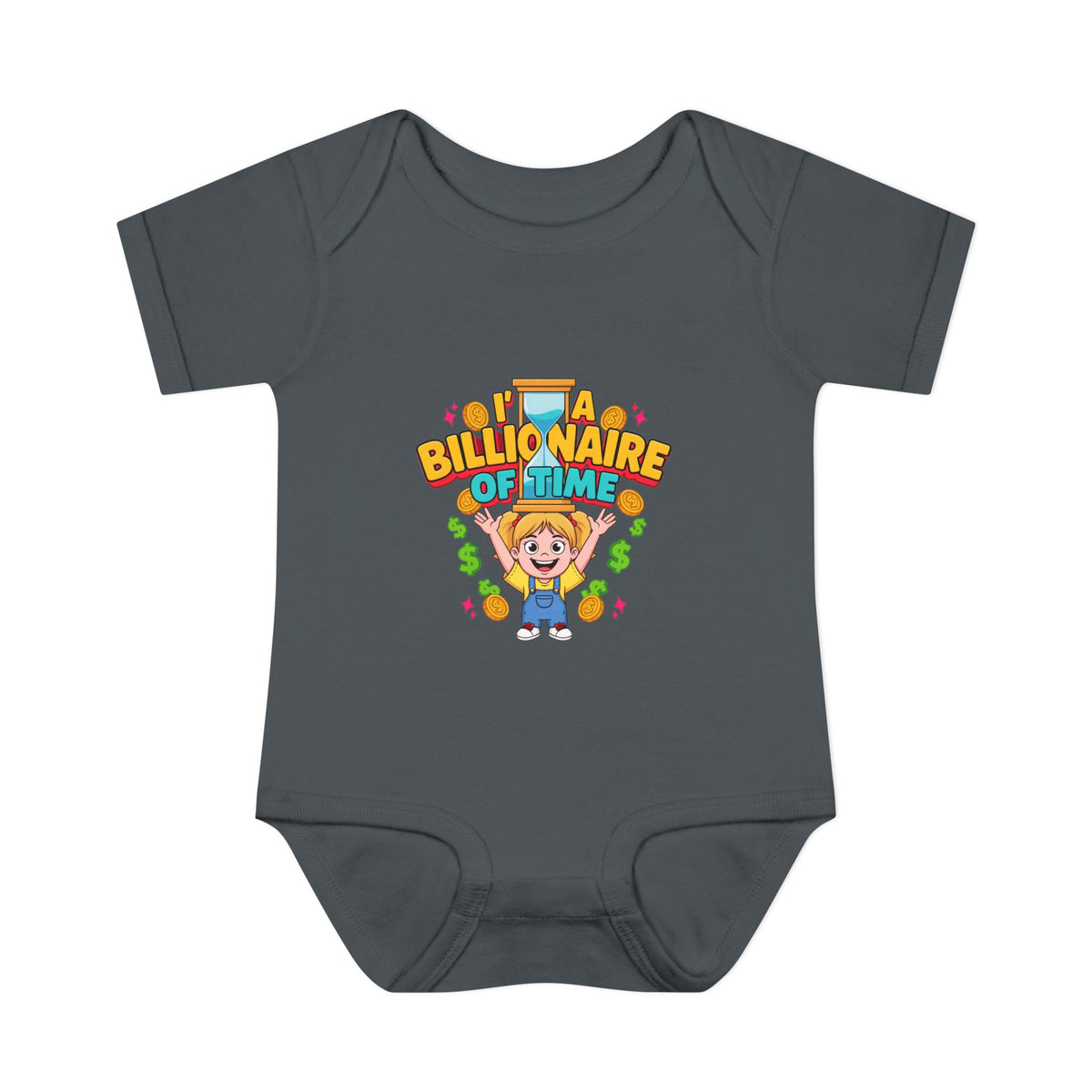 I'M A BILLIONAIRE OF TIME. Girls' Baby Bodysuit | Funny Finance Kids Clothing