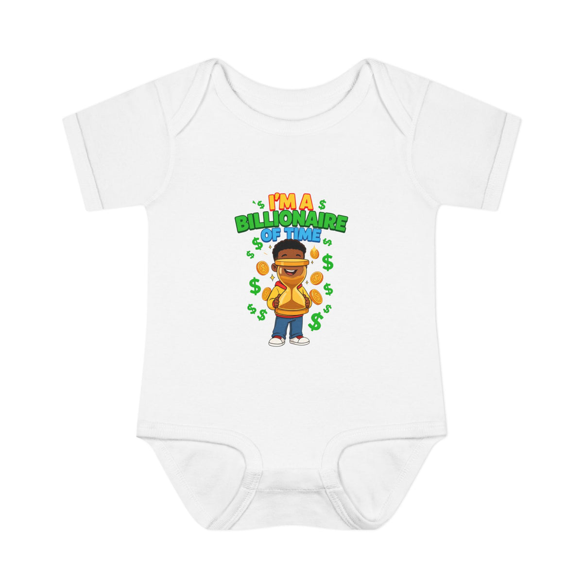 I'M A BILLIONAIRE OF TIME. Girls' Baby Bodysuit | Funny Finance Kids Clothing