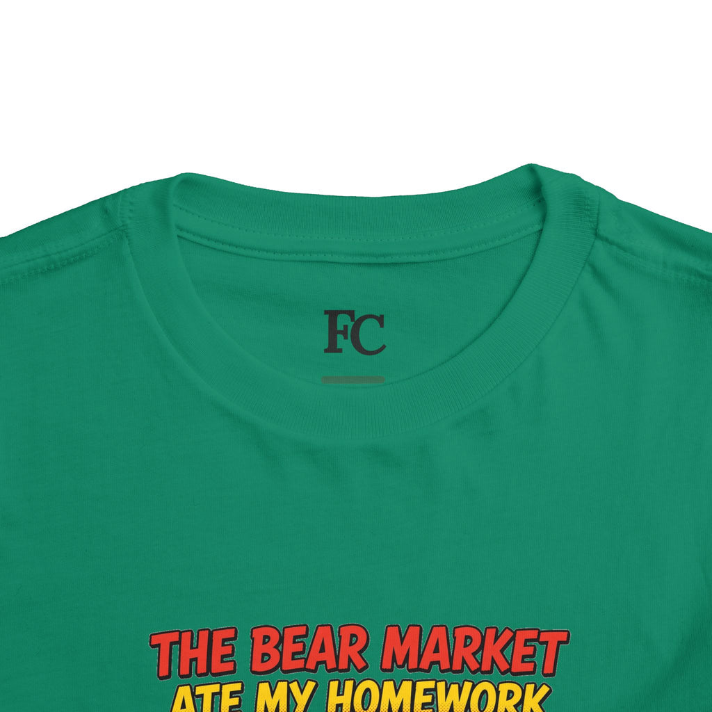 THE BEAR MARKET ATE MY HOMEWORK. Toddler Tee | Funny Finance Kids Clothing