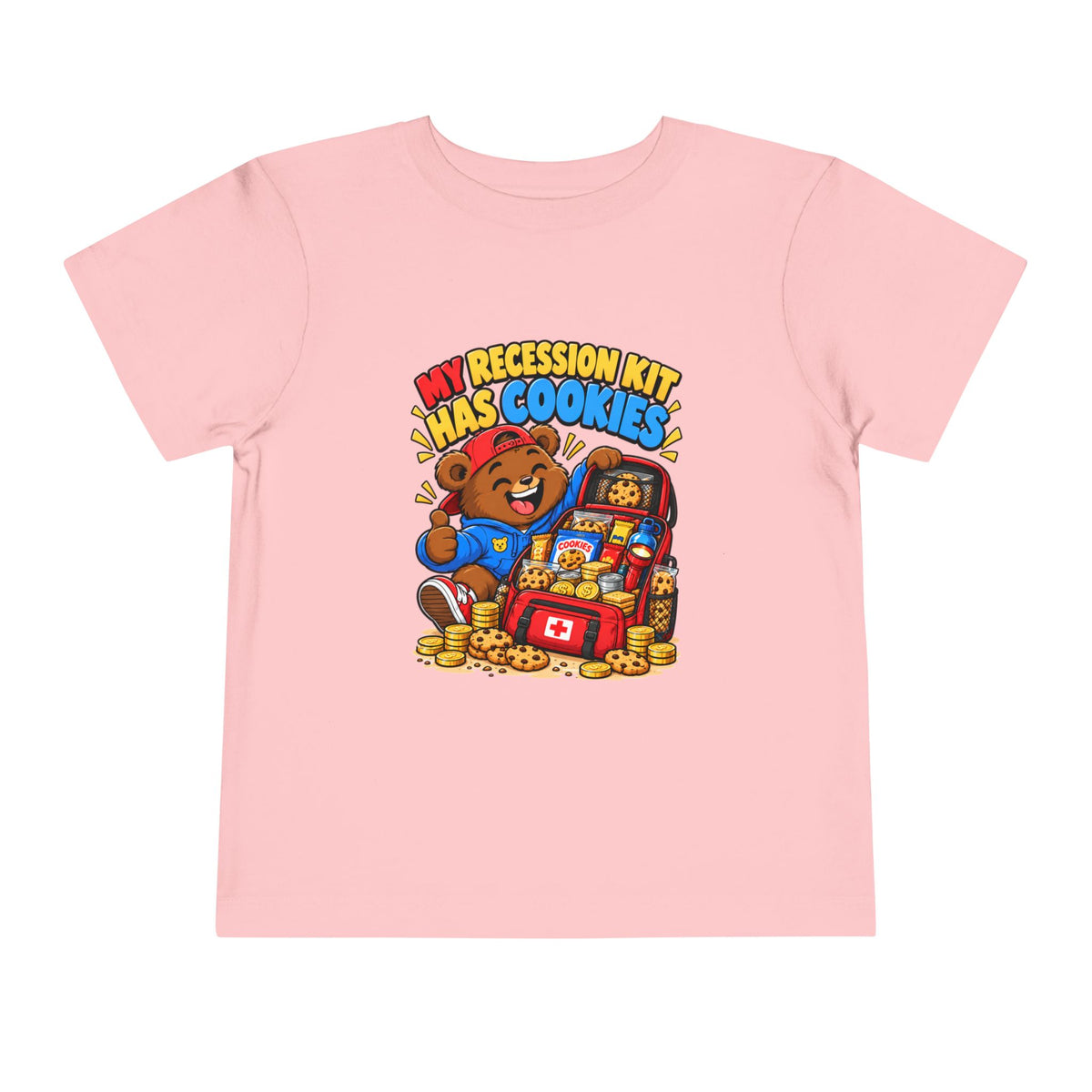 MY RECESSION KIT HAS COOKIES. Toddler Tee | Funny Finance Kids Clothing