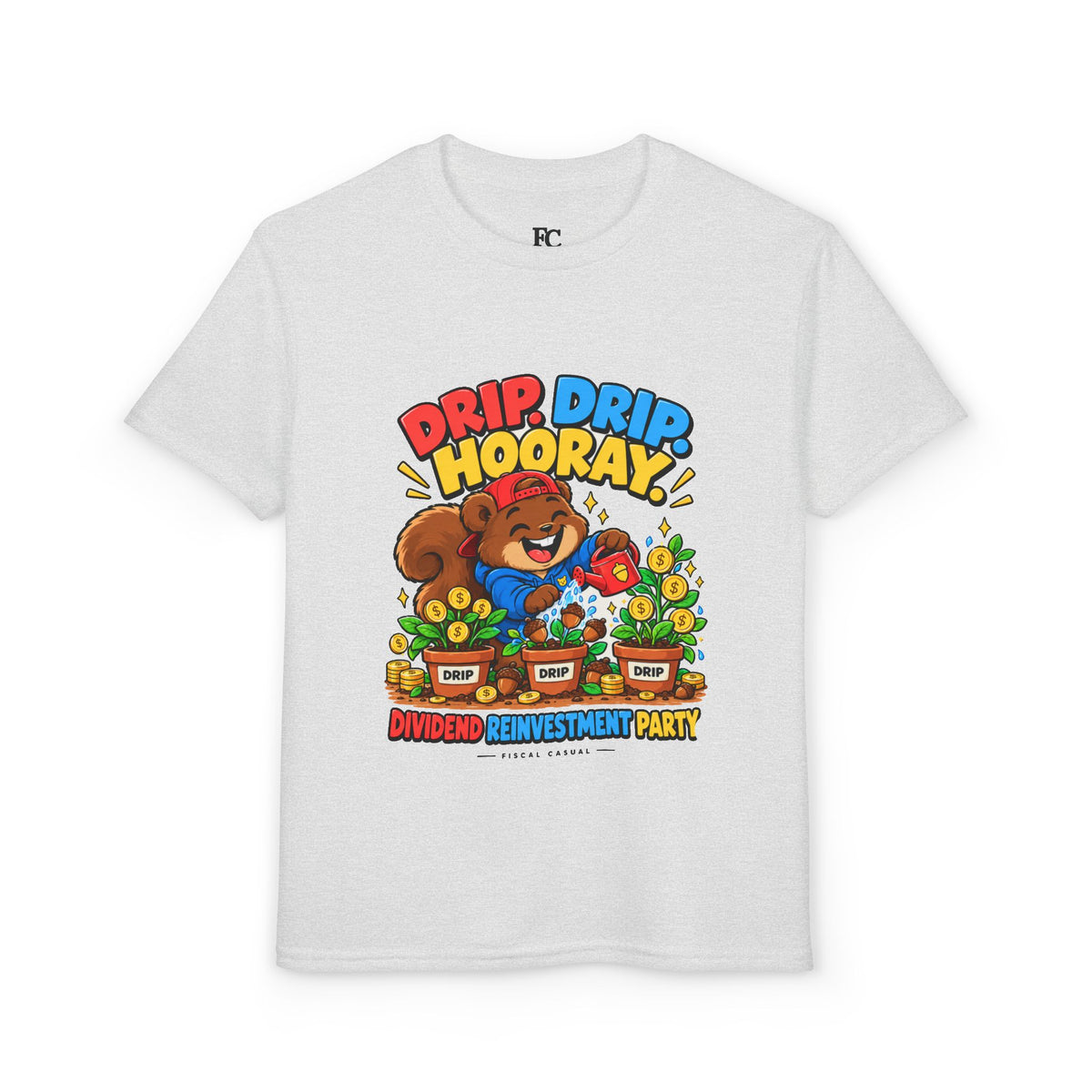 SQUIRREL DIVIDEND PARTY. Youth Tee | Funny Finance Kids Clothing
