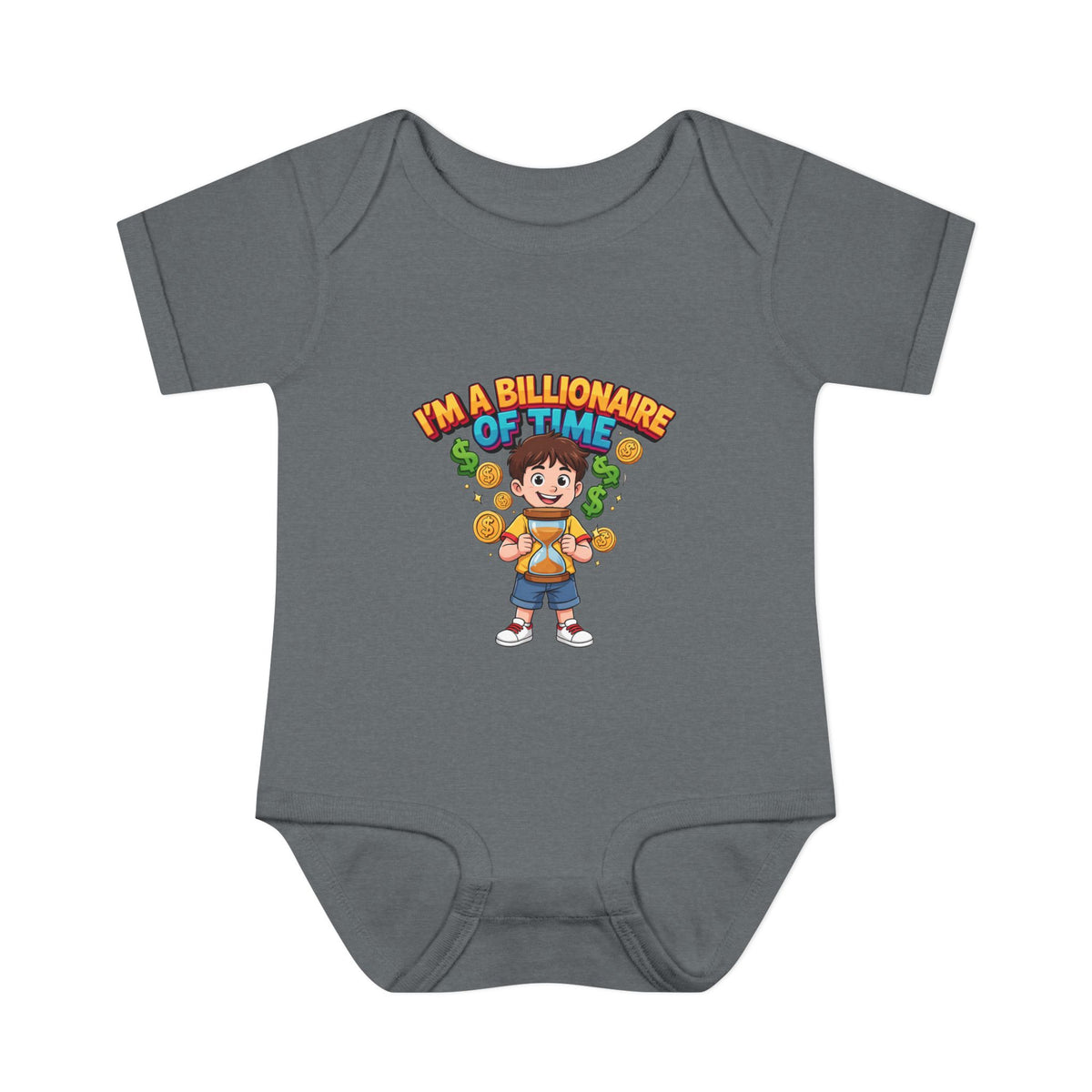 I'M A BILLIONAIRE OF TIME. Boys' Baby Bodysuit | Funny Finance Kids Clothing