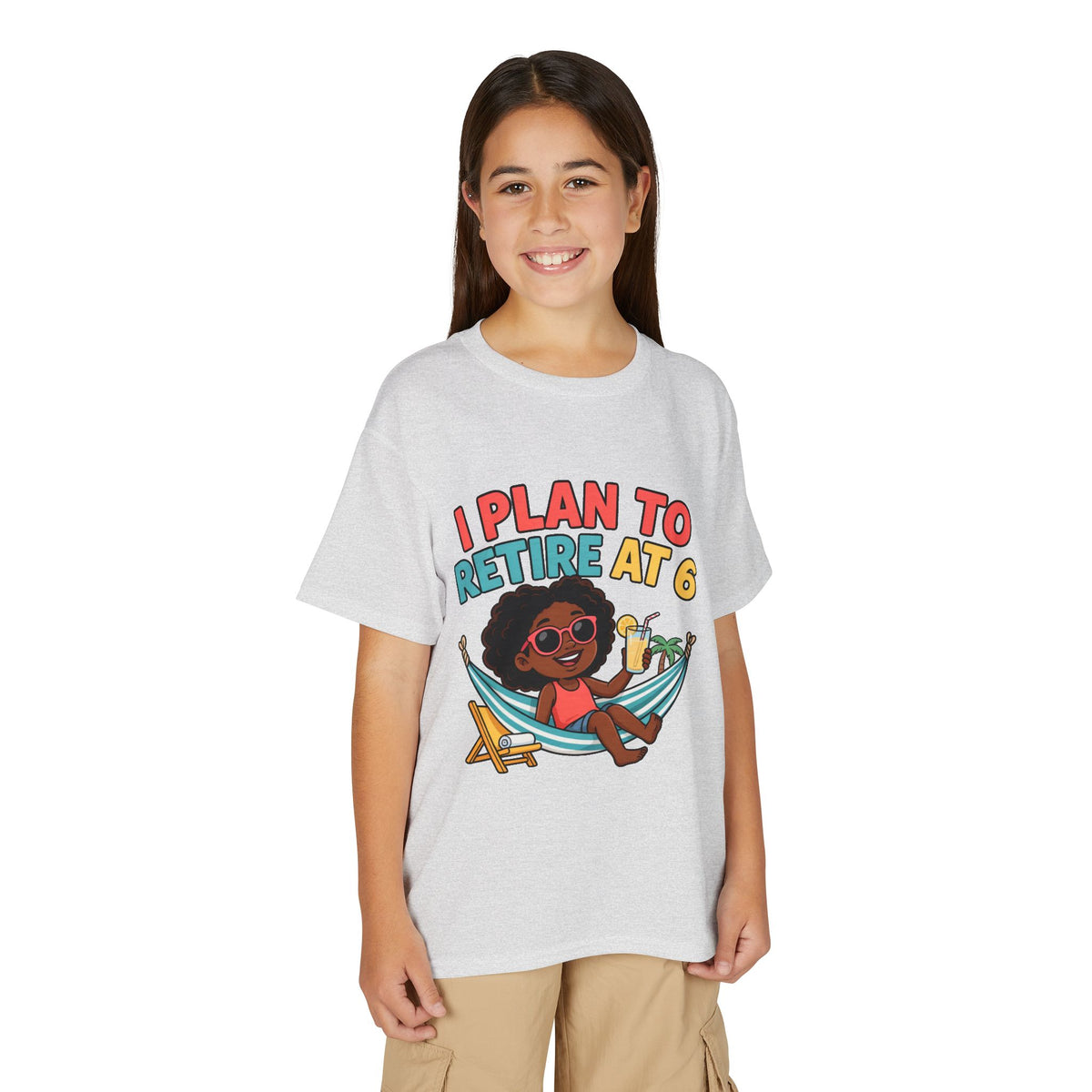I PLAN TO RETIRE AT 6. Girls' Youth Tee | Funny Finance Kids Clothing