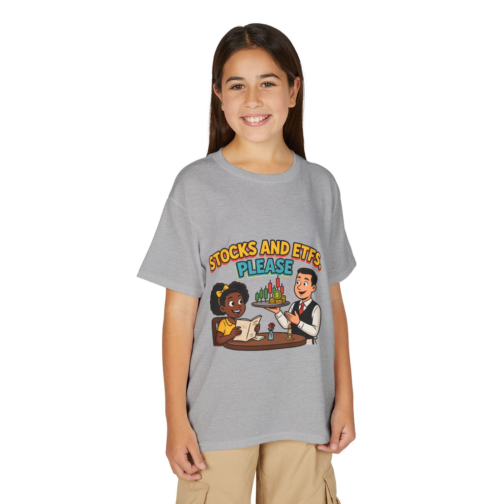 STOCKS AND ETFS, PLEASE. Girls' Youth Tee | Funny Finance Kids Clothing