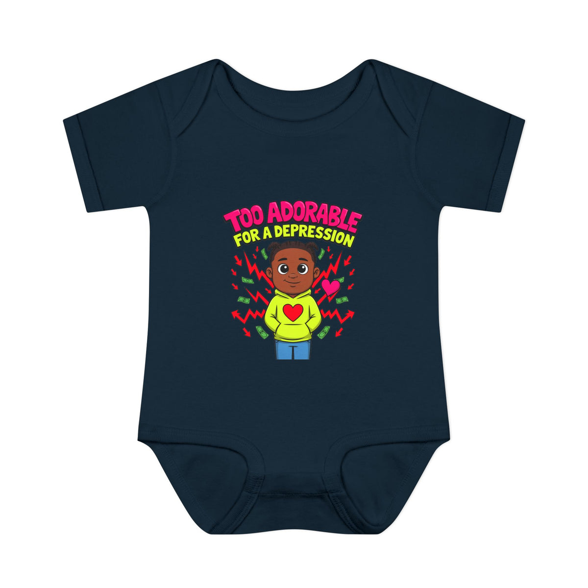 TOO ADORABLE FOR A DEPRESSION. Boys' Baby Bodysuit | Funny Finance Kids Clothing