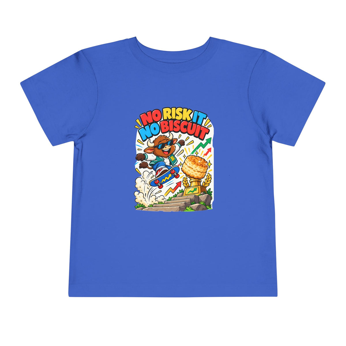 NO RISK IT NO BISCUIT. Toddler Tee | Funny Finance Kids Clothing