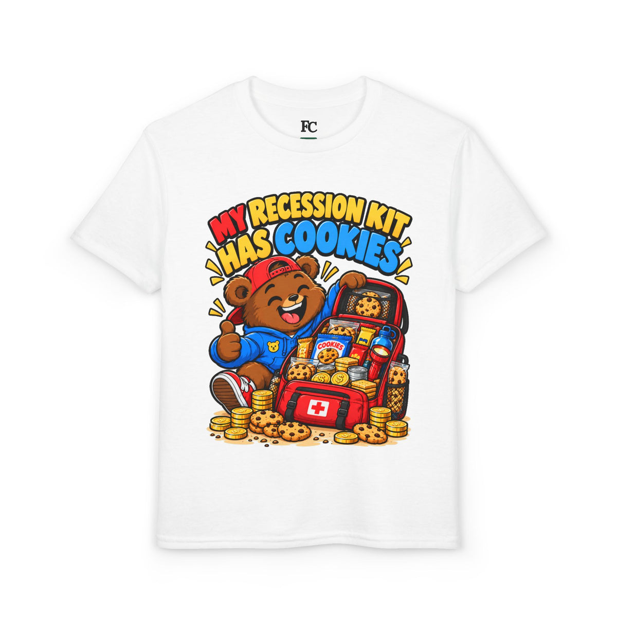 MY RECESSION KIT HAS COOKIES. Youth Tee | Funny Finance Kids Clothing
